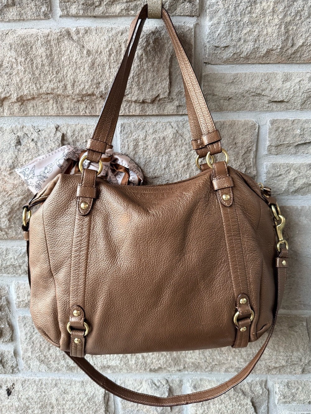 COACH Kristin Metallic Bronze Leather Hobo Bag Style #16808 - Picture 5 of 13
